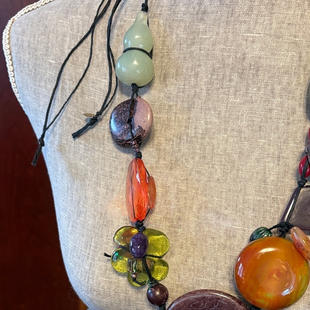 Vintage Teresa Goodall Multicolor Beaded Necklace - Picture 4 of 8